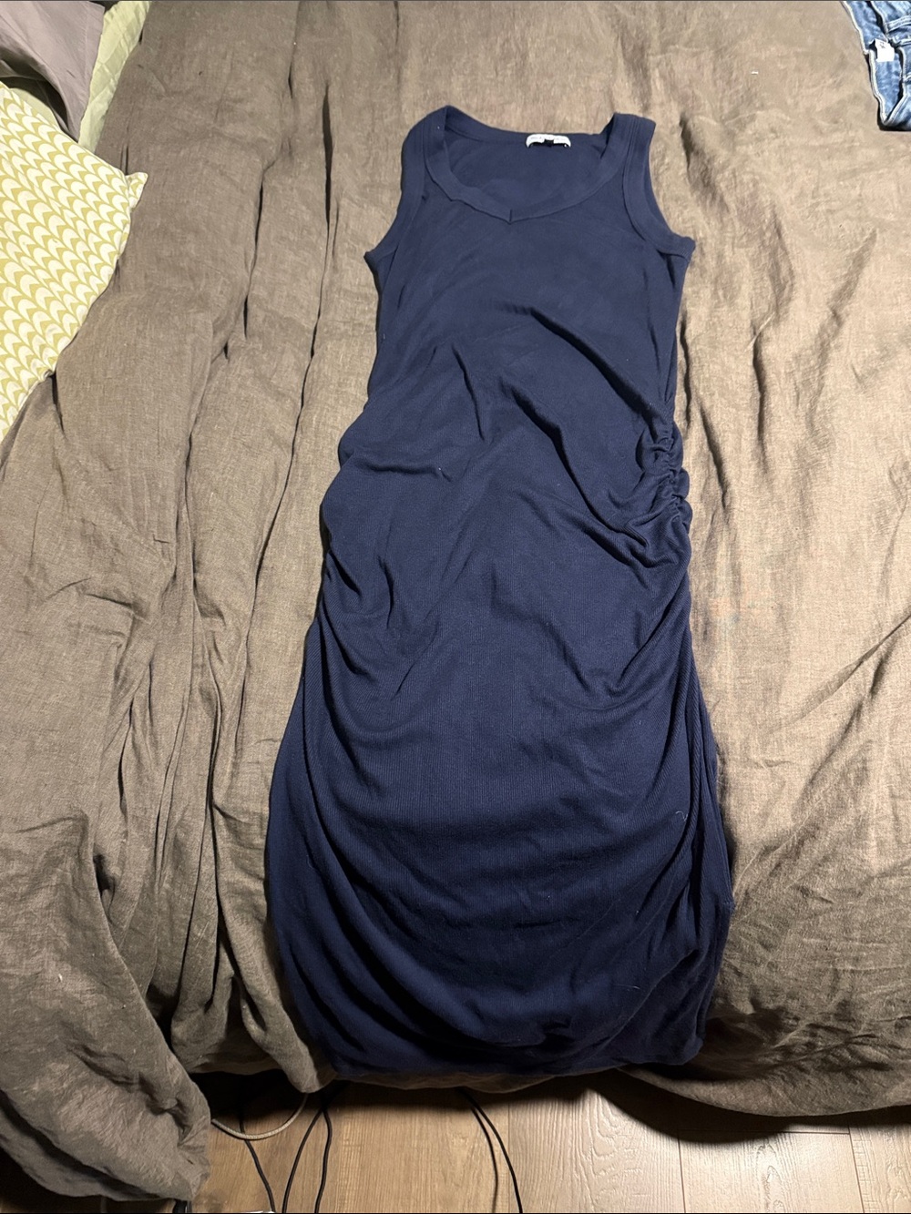 Michael Stars Navy Sleeveless Ruched Maxi Dress